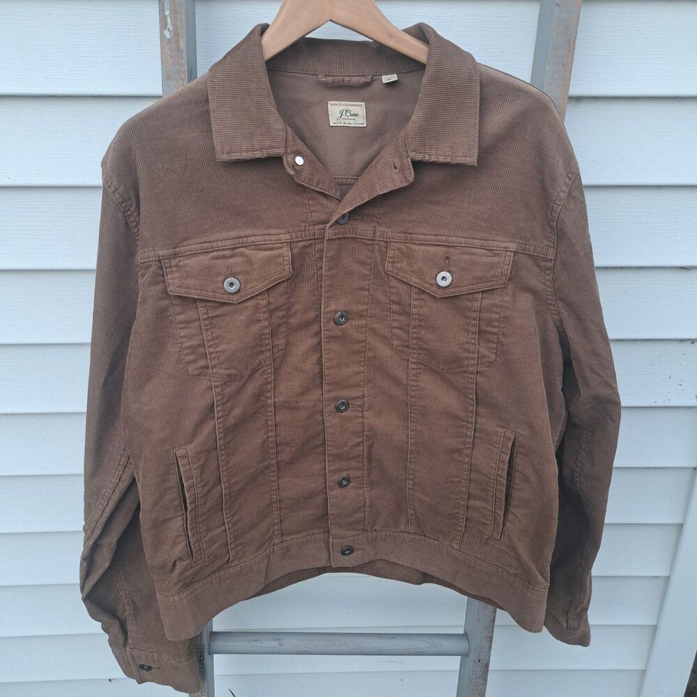 Vintage J Crew Brown Corduroy Trucker Jacket Cotton XL Womens/Unisex Button Up